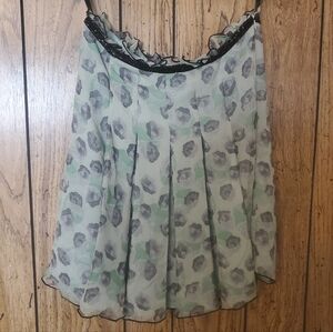 ANNA SUI Rare Vintage Y2K 90s Green Flowy Printed Silk Mini Skirt - Size 4